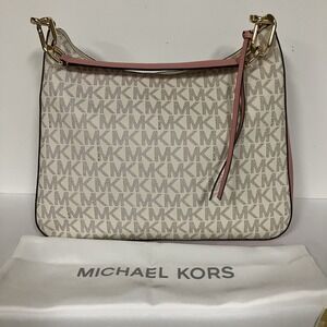 NWT! Bag Michael Kors Large Vanilla Pink Signature Laney Shoulder Bag